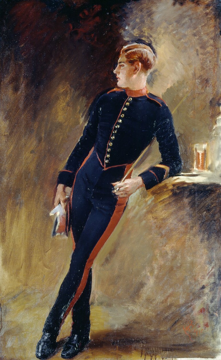 En trooper fra Royal Horse Guards i stalldrakt, 1915 av English School