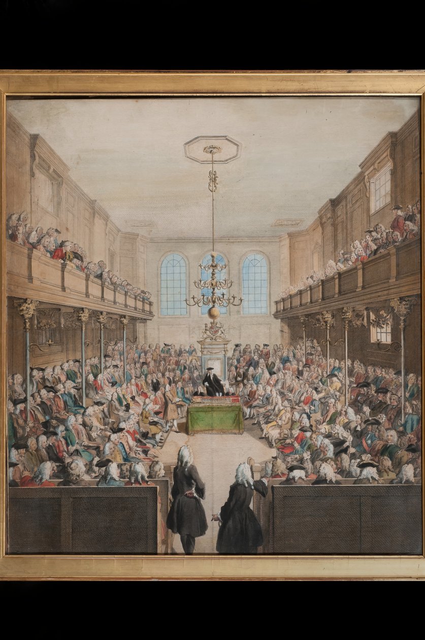 A View of the House of Lords, gravert av B. Cole (fl.1748-75) (håndfarget gravering) av English School