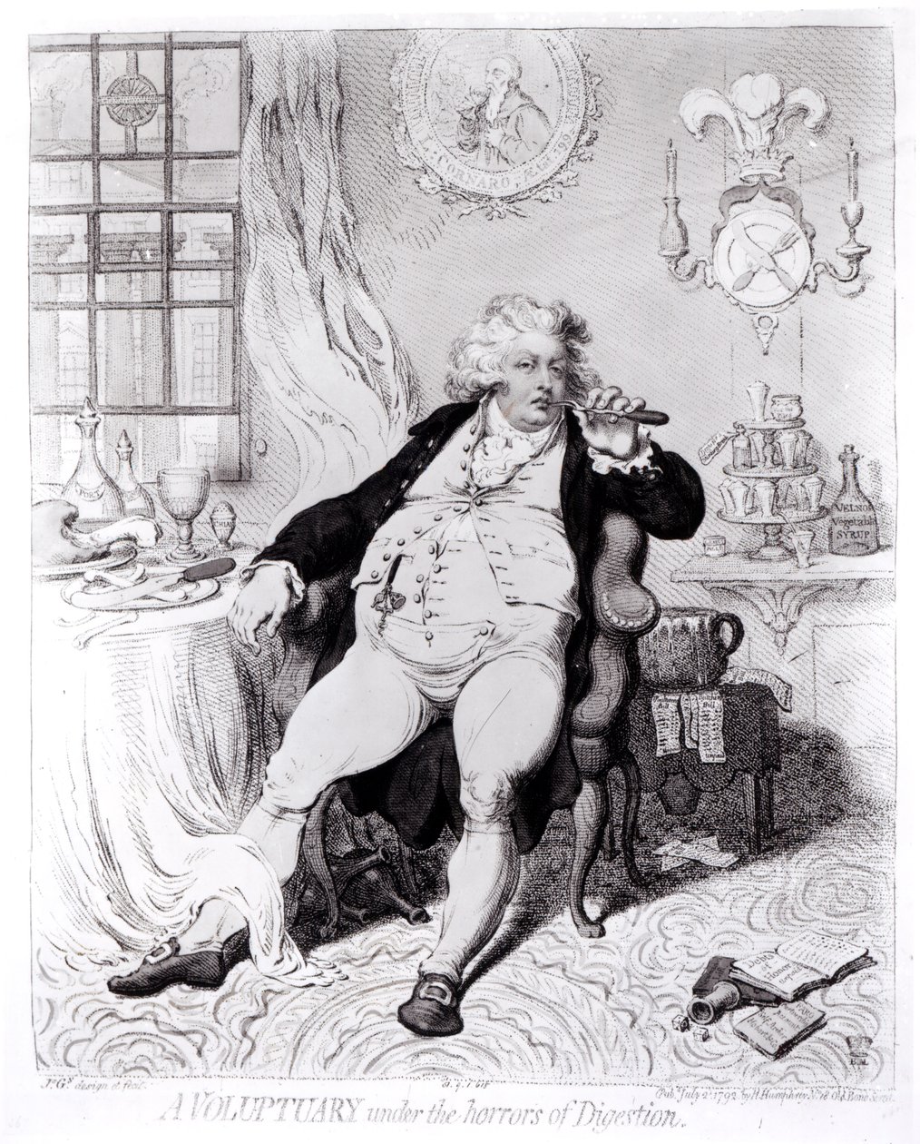 A Voluptuary under the Horrors of Digestion , utgitt i 1792 av English School
