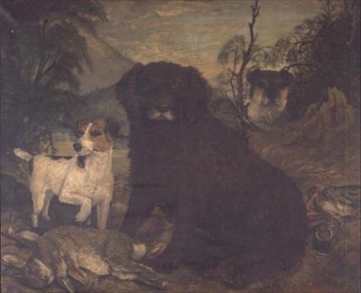En vannspaniel og to Jack Russells ved Dagens Bag av English School