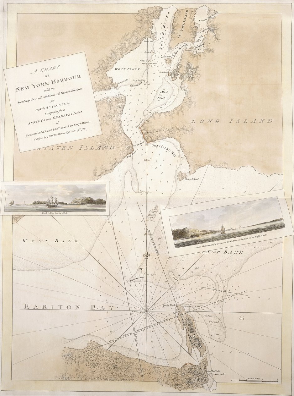 Et kart over New York havn, 1774-1779 av English School