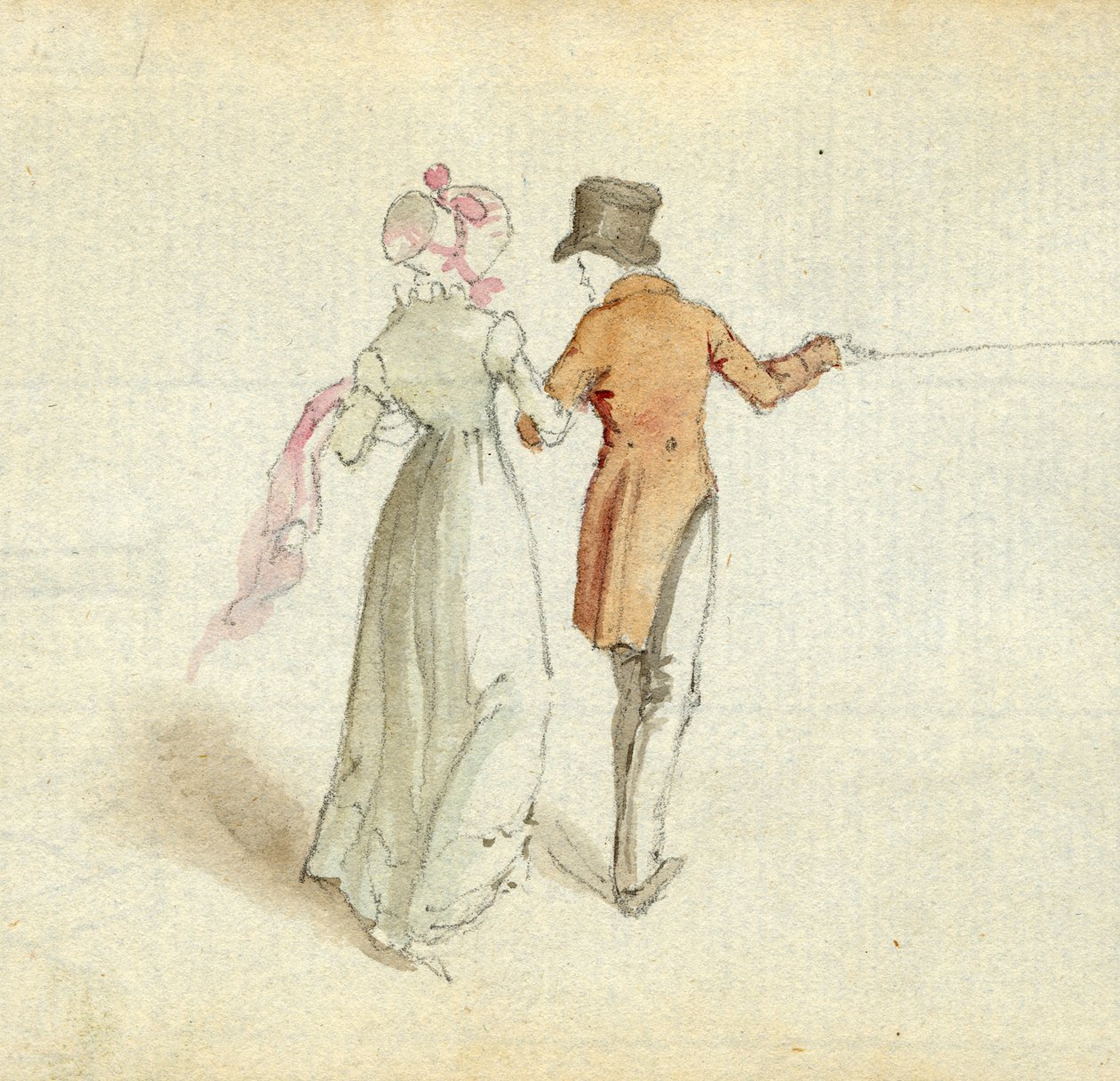 Et par rusler, ca. 1825 (wc på papir) av English School