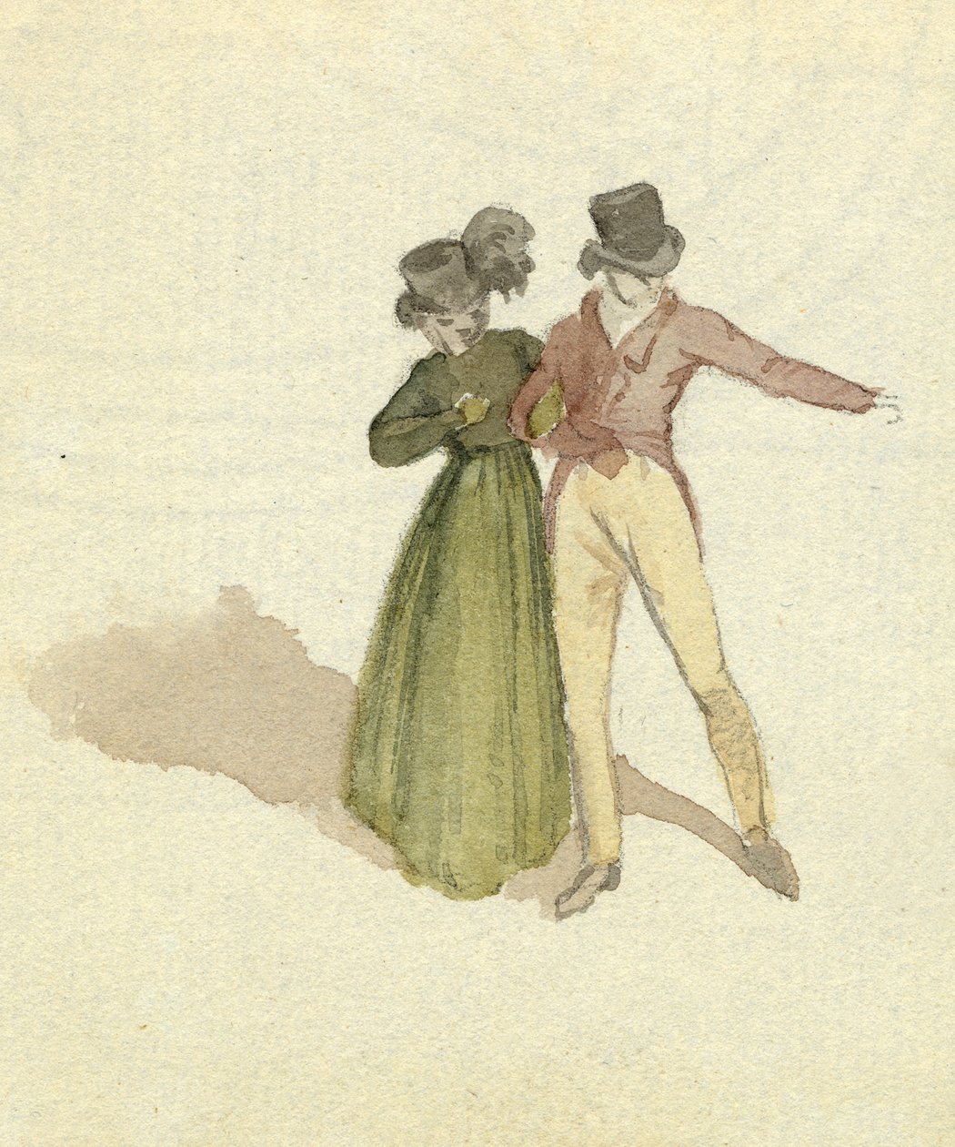 Et par rusler, ca. 1825 (wc på papir) av English School