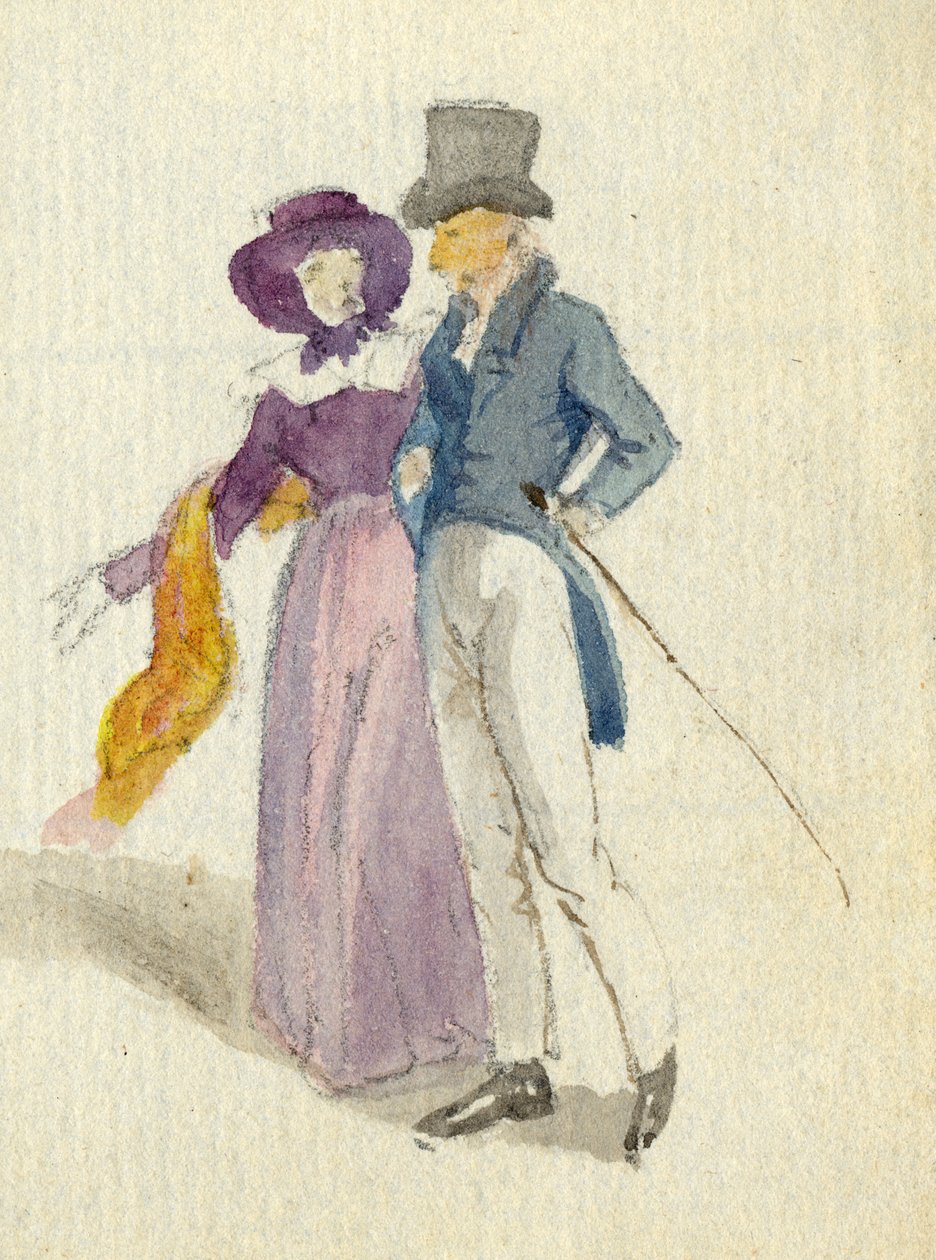 Et par rusler, ca. 1825 (wc på papir) av English School