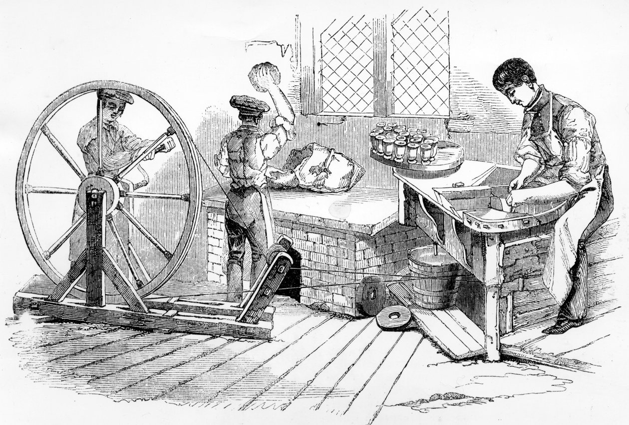 En dag på Royal Porcelain Works, Worcester, 1843 av English School