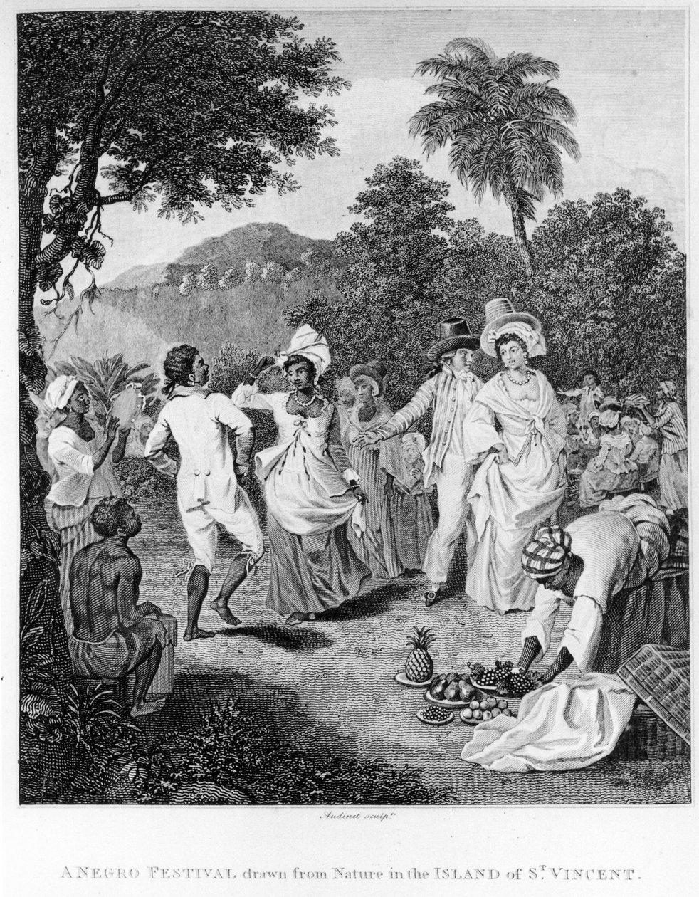 En festival på øya St. Vincent, fra The History, Civil and Commercial, of the British Colonies in the West Indies av Bryan Edwards, gravert av Philipp Audinet, revidert utgave av 1794 (eng. av English School