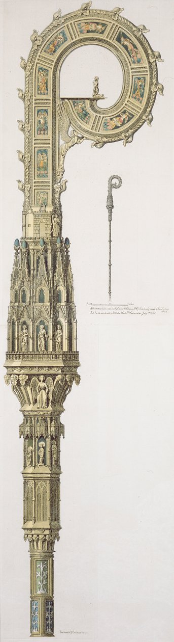 En geometrisk høyde av crozieren til William av Wykeham (ca. 1320-1404) publisert 1785 av English School