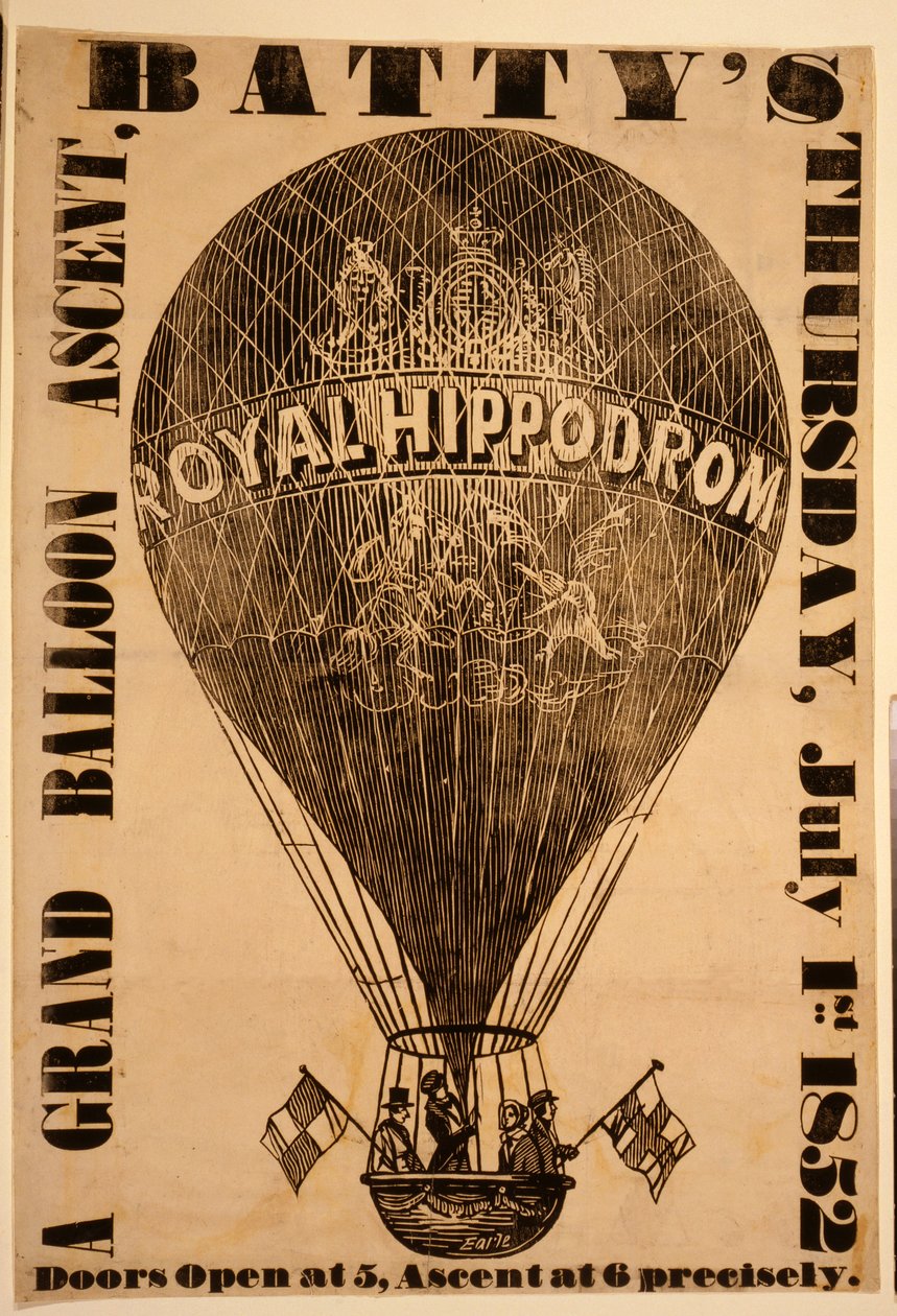En storslått ballongoppstigning, Battys, torsdag 1. juli 1852 av English School