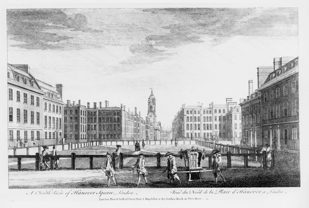 En nordlig utsikt over Hanover Square, London av English School