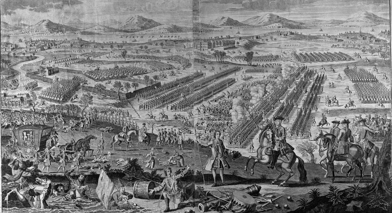Et perspektivbilde av det strålende slaget ved Drunmossie Moor 16. april 1746, 1746 av English School
