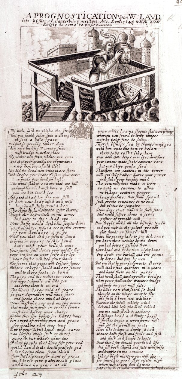 En prognose på W. Laud avdøde biskop av Canterbury skrevet Ano Dom, 1641, som følgelig har skjedd, 1645 av English School