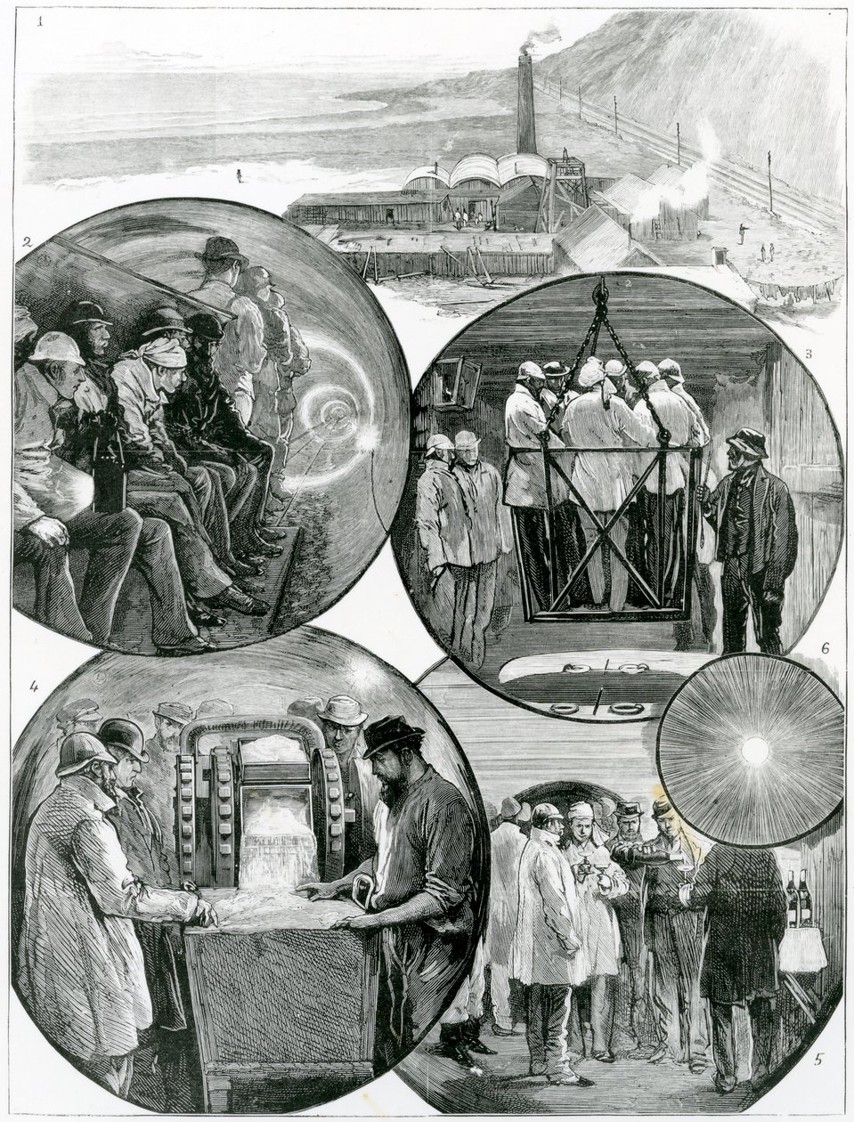 Et besøk til Channel Tunnel, illustrasjon fra The Graphic 4. mars, 1882 av English School
