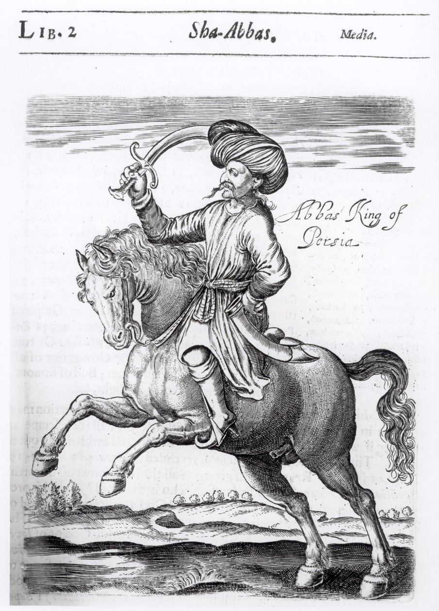 Abbas, konge av Persia, fra "Noen år med reiser til forskjellige deler av Asia og Afrika" av Sir Thomas Herbert (1606-82), 1638 av English School