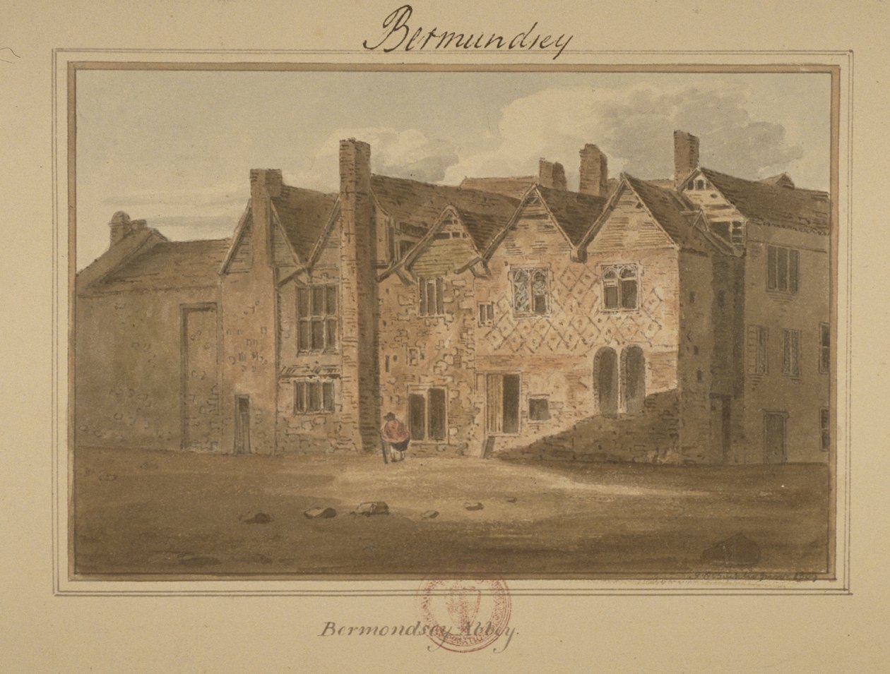 Abbey of St Saviour, Bermondsey, 1809 (wc på papir) av English School