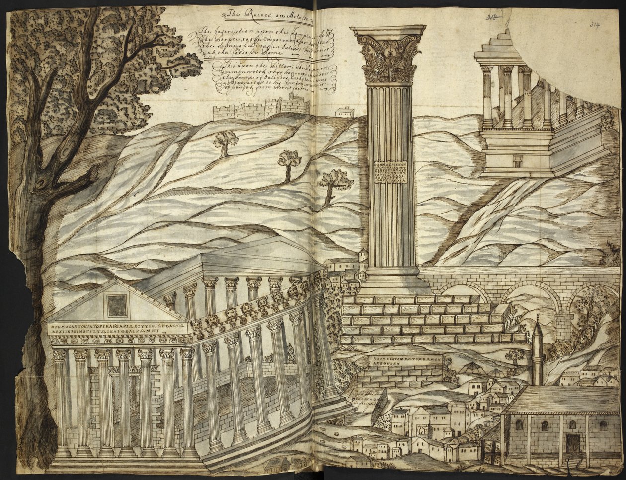 Add, 22912, ff.313v-314, fra 'Autografjournal til Dr. John Covel under hans reiser i Asia og Italia' av English School