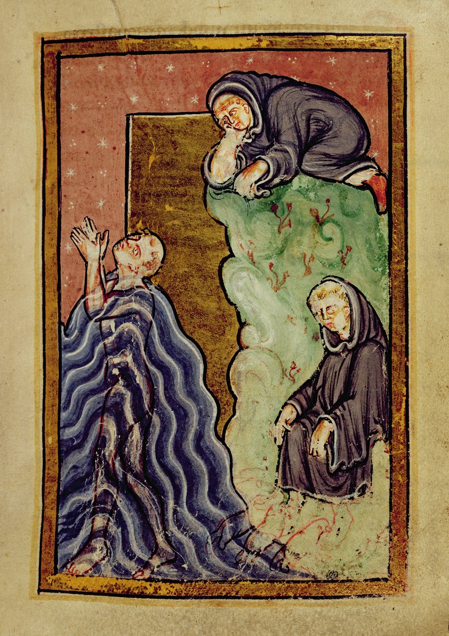 Legg til 39943 f.24 St. Cuthbert ber i havet observert av en munk, og får føttene tørket av sjøaure, fra 