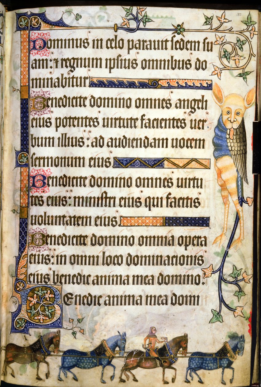 Legg til 42130 f.182 Teksthester tegnevogn vist på f.181v, fra 