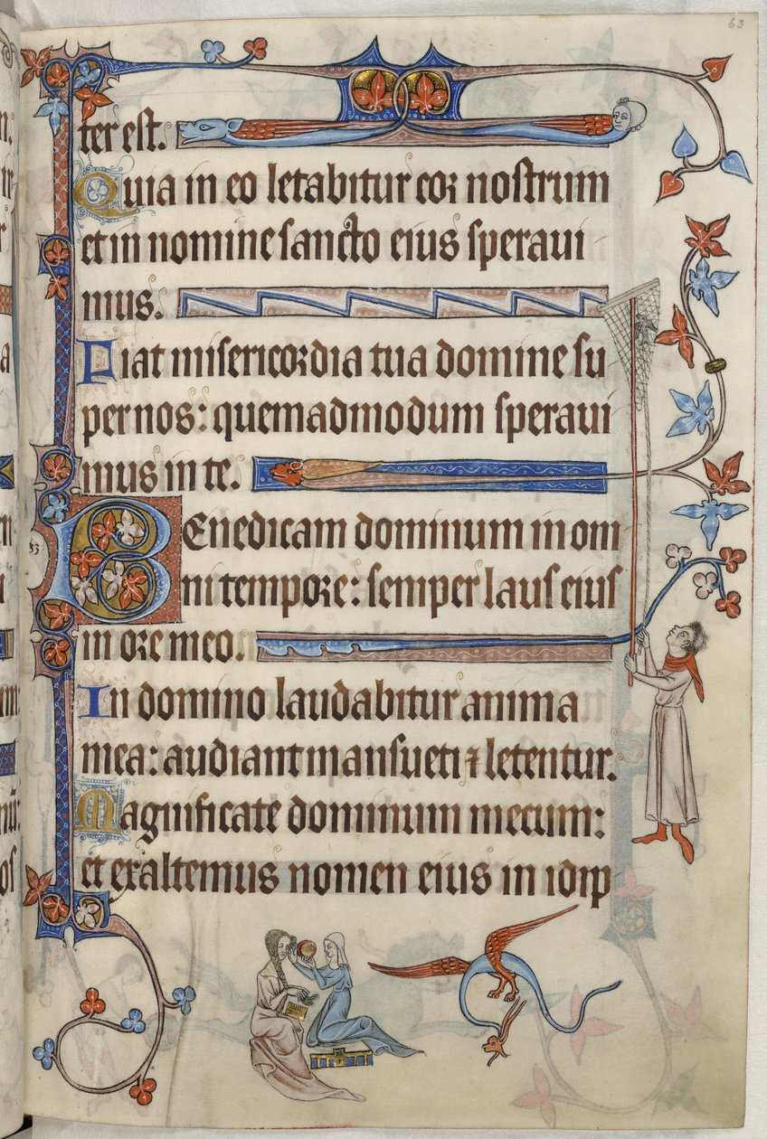 Legge til. 42130, f.63 Dame på toalettet hennes, illustrasjon fra 'The Luttrell Psalter', ca. 1321-35 (vellum) av English School
