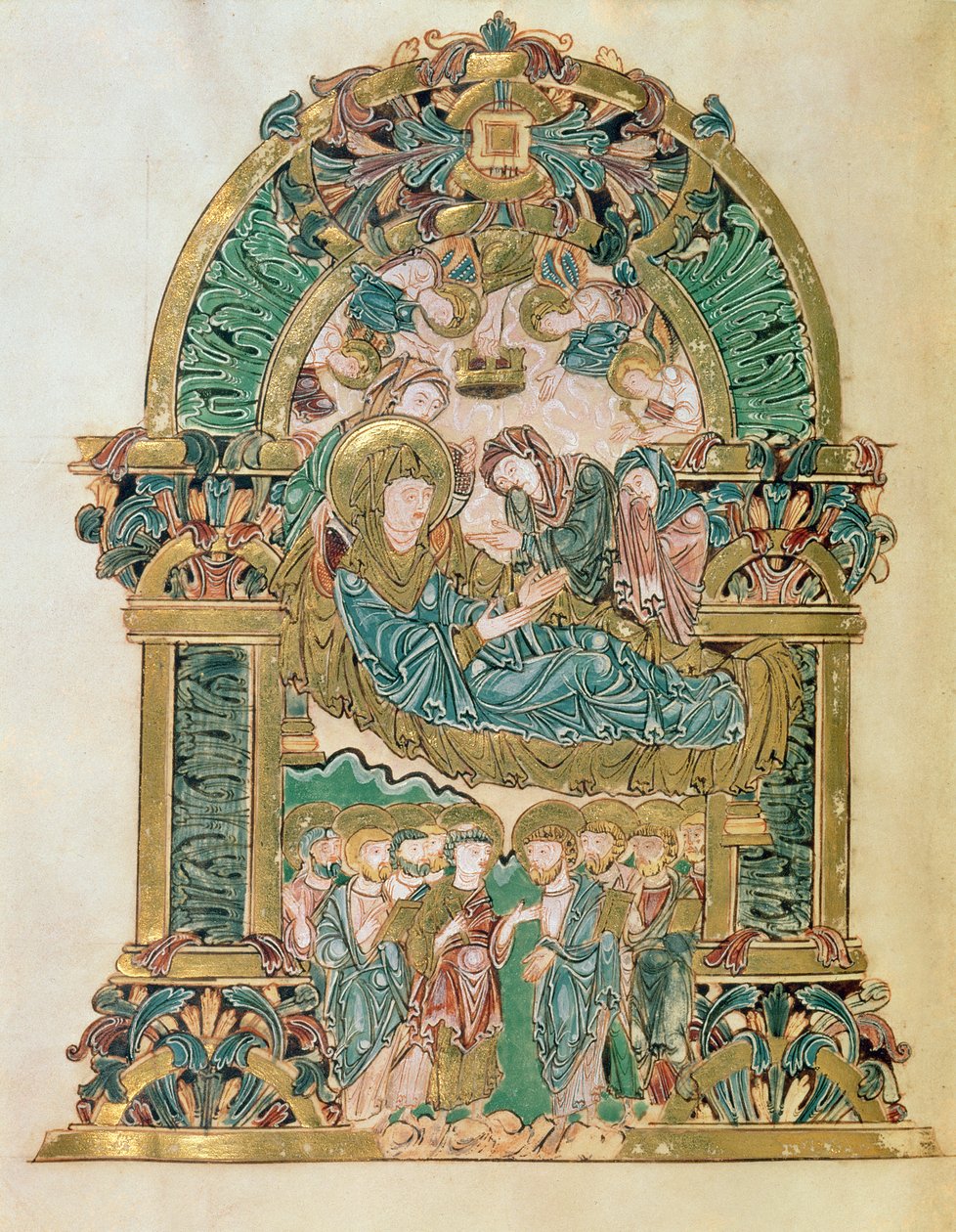 Legg til 49598 f.102v Assumption of the Virgin, fra Benedictional of St. Aethelwold, Winchester, c.980 (vellum) av English School
