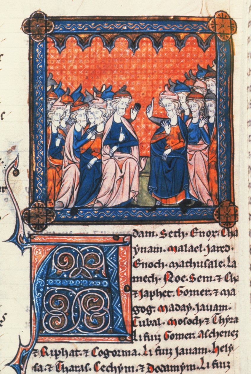 Legg til 50 000 jødiske eldste, Chronicles I, fra Oscott Psalter, ca. 1270 (vellum) av English School