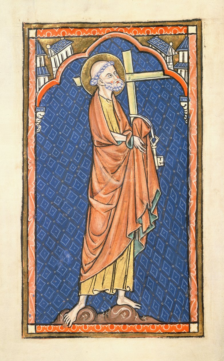 Legg til 50 000 f.7v St. Peter, fra Oscott Psalter, ca. 1270 (vellum) av English School