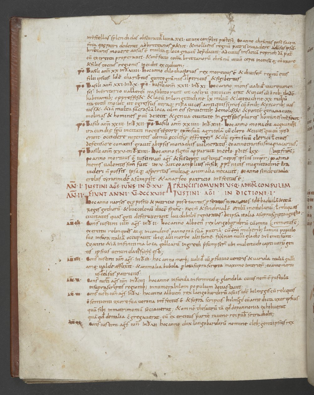 Legg til MS 16974 f.112v Eusebius av Caesarea, Chronicon, med tillegg fra St. Hieronymus, Prosper av Aquitaine, Marius av Avenches og en anonym forfatter (vellum) av English School