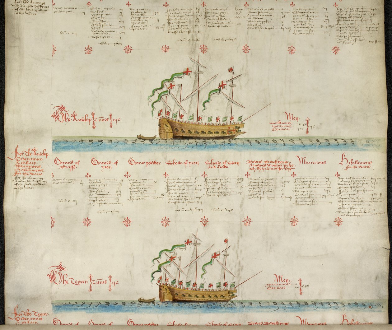Legg til MS 22047 Galleasen The Antelop and The Tegar, fra 'The Anthony Roll' av English School