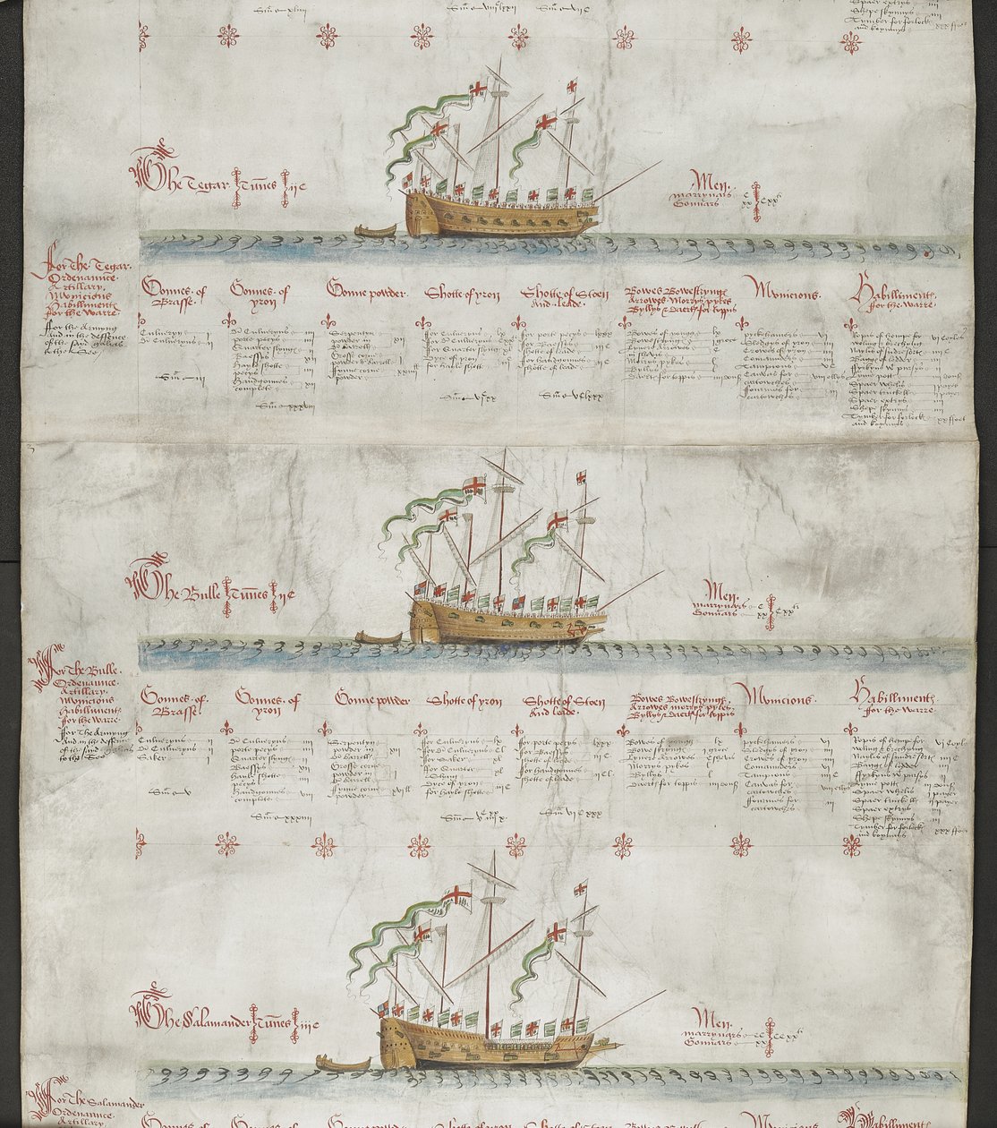 Legg til MS 22047 f.3r, topp til bunn: The Tiger, The Bull and The Salamander, fra 