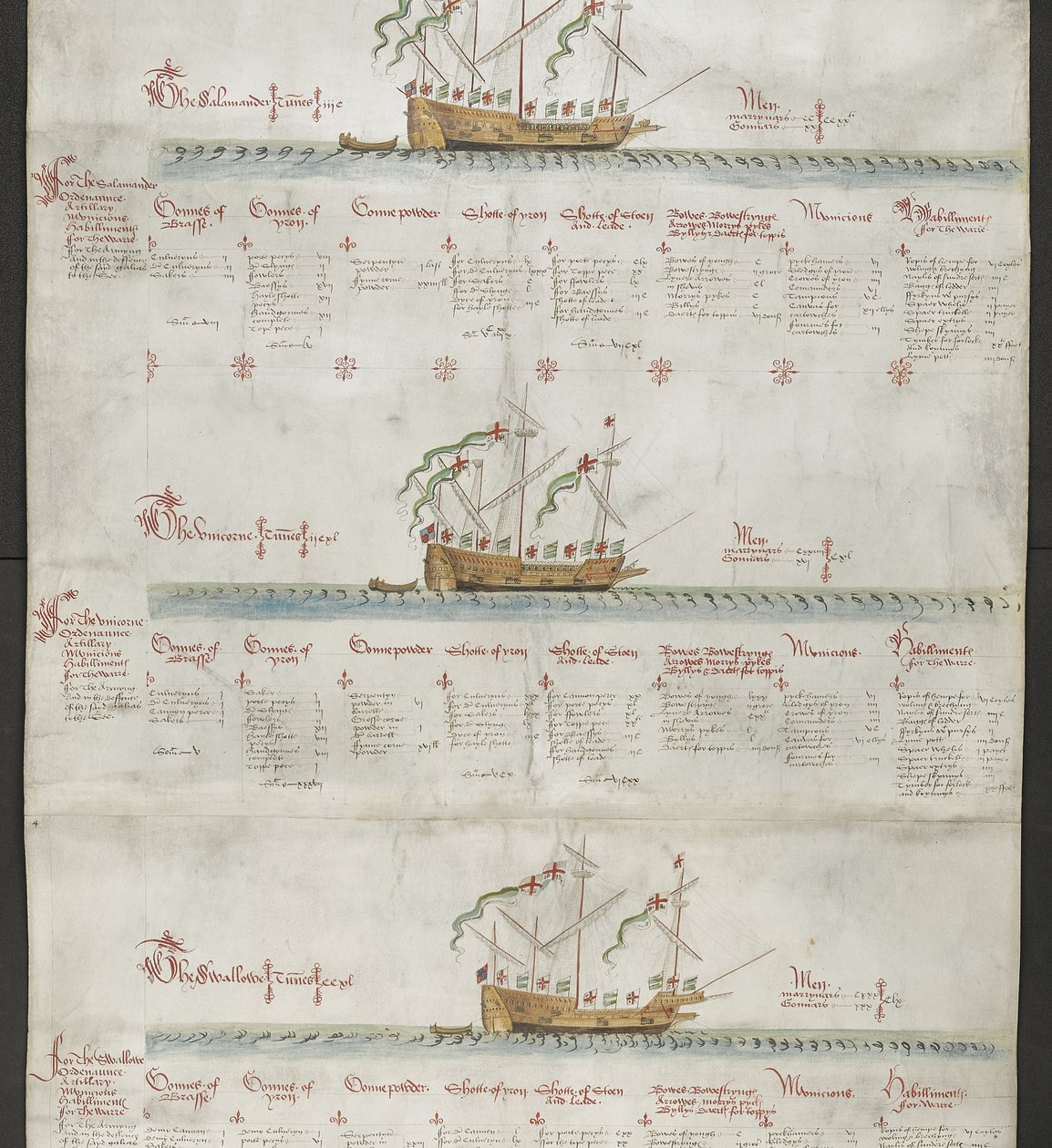 Legg til MS 22047 f.4r Galeassen The Unicorn, and The Swallow, fra 