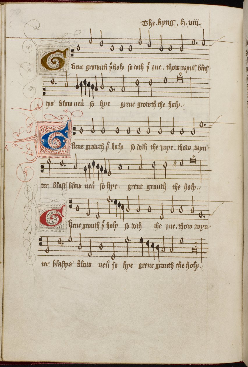 Legg til MS 31922, f. 37v, Henry VIIIs "Green Growth the Holly" (vellum) av English School