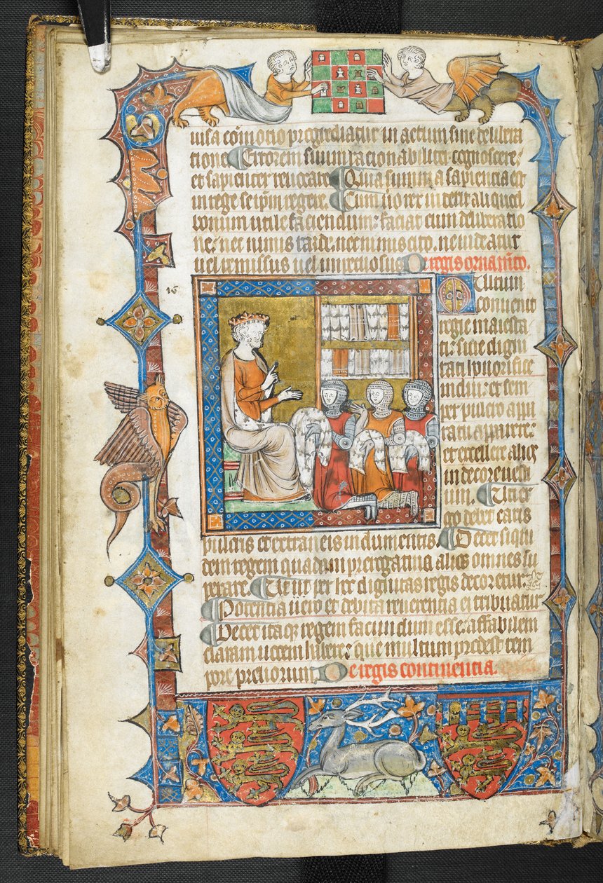 Legg til MS 47680, f.17v, Konge med riddere og pelsverk, fra 