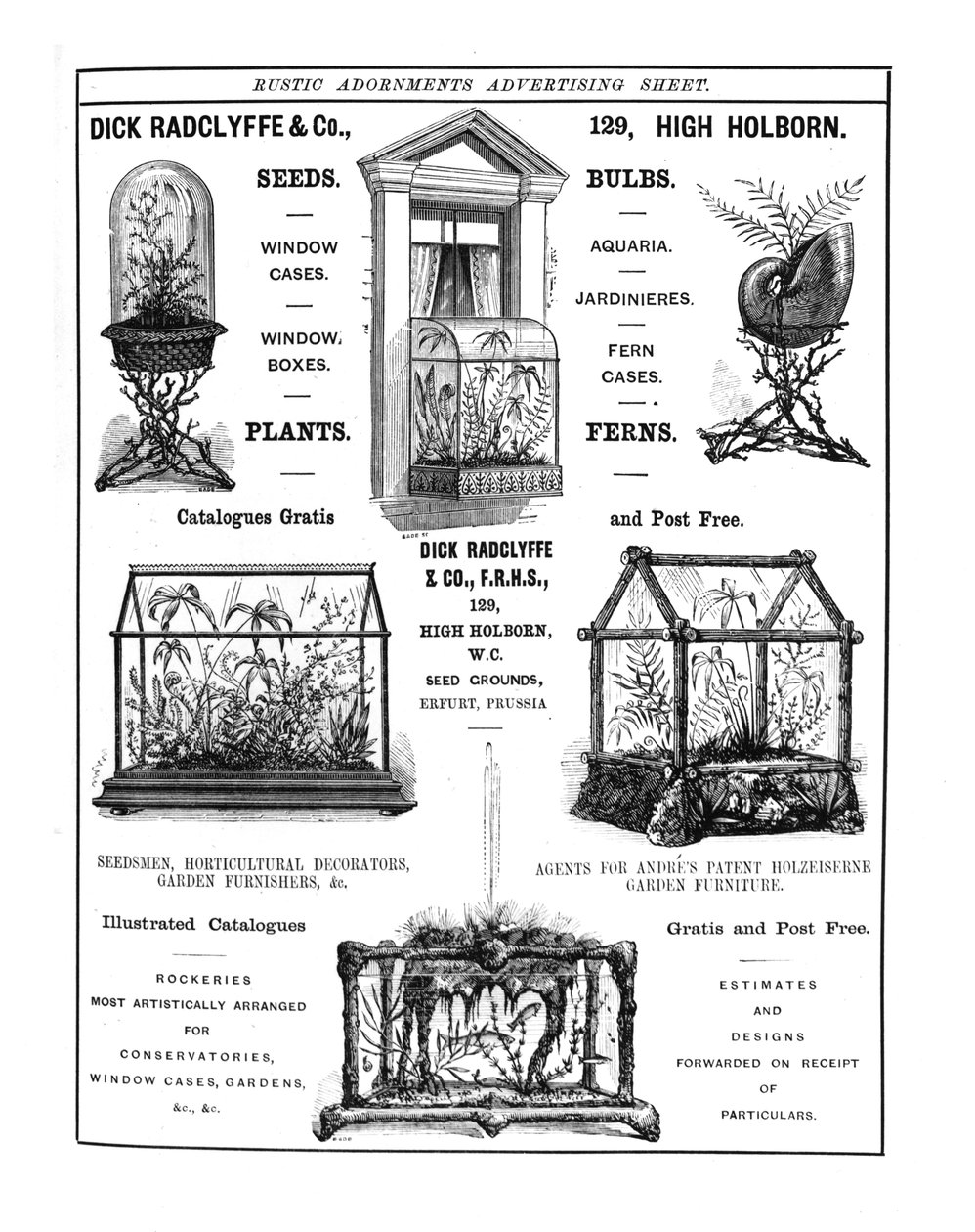 Annonse for Dick Radclyffe & Co. Rustic Adornments av English School