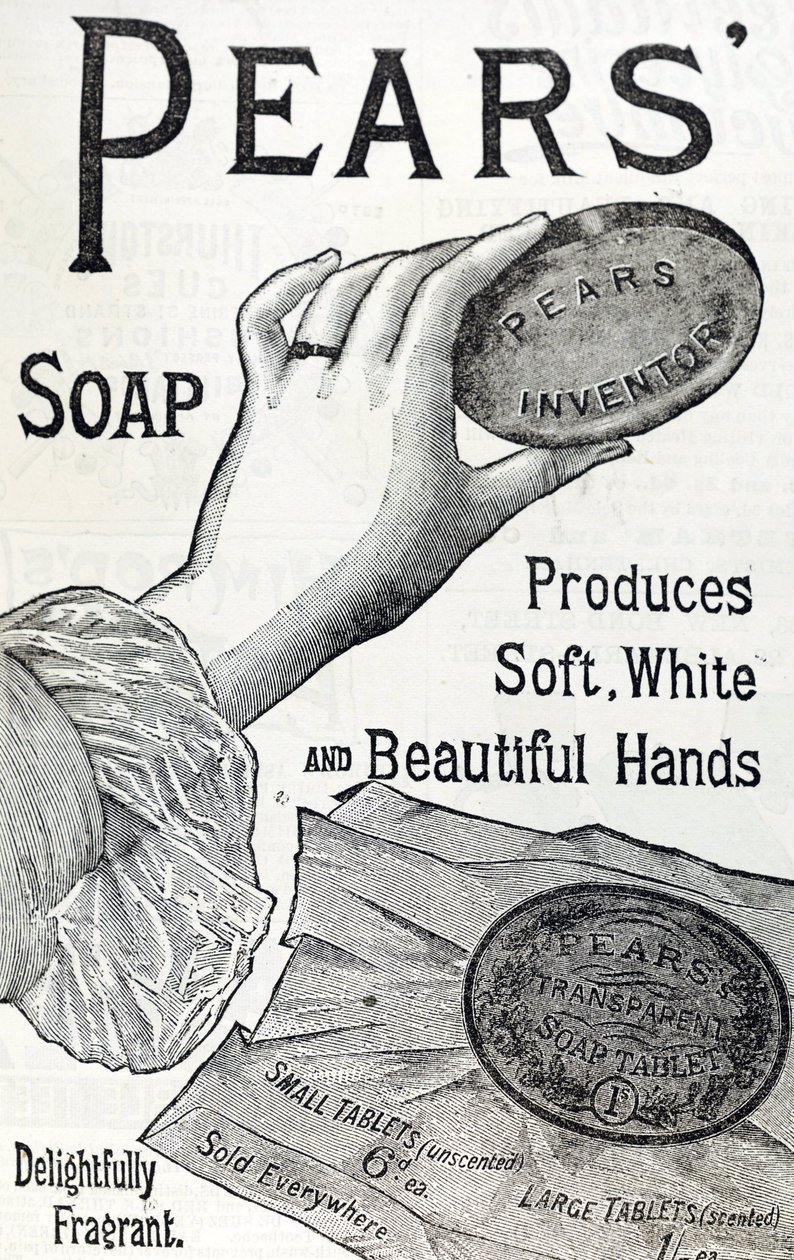 Annonse for Pæresåpe. 1887. Gravering av English School