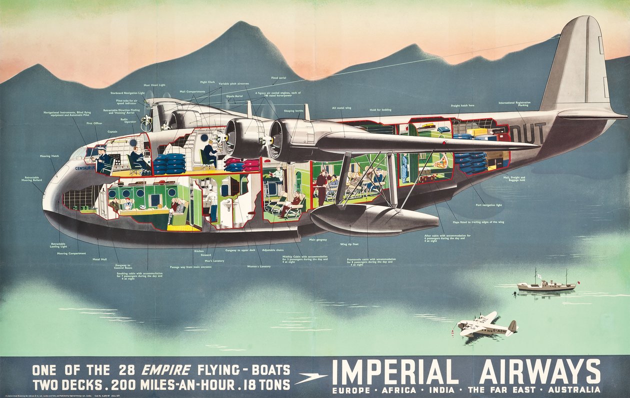 Reklameplakat for "Flying Boats" til Imperial Airways, 1937 av English School