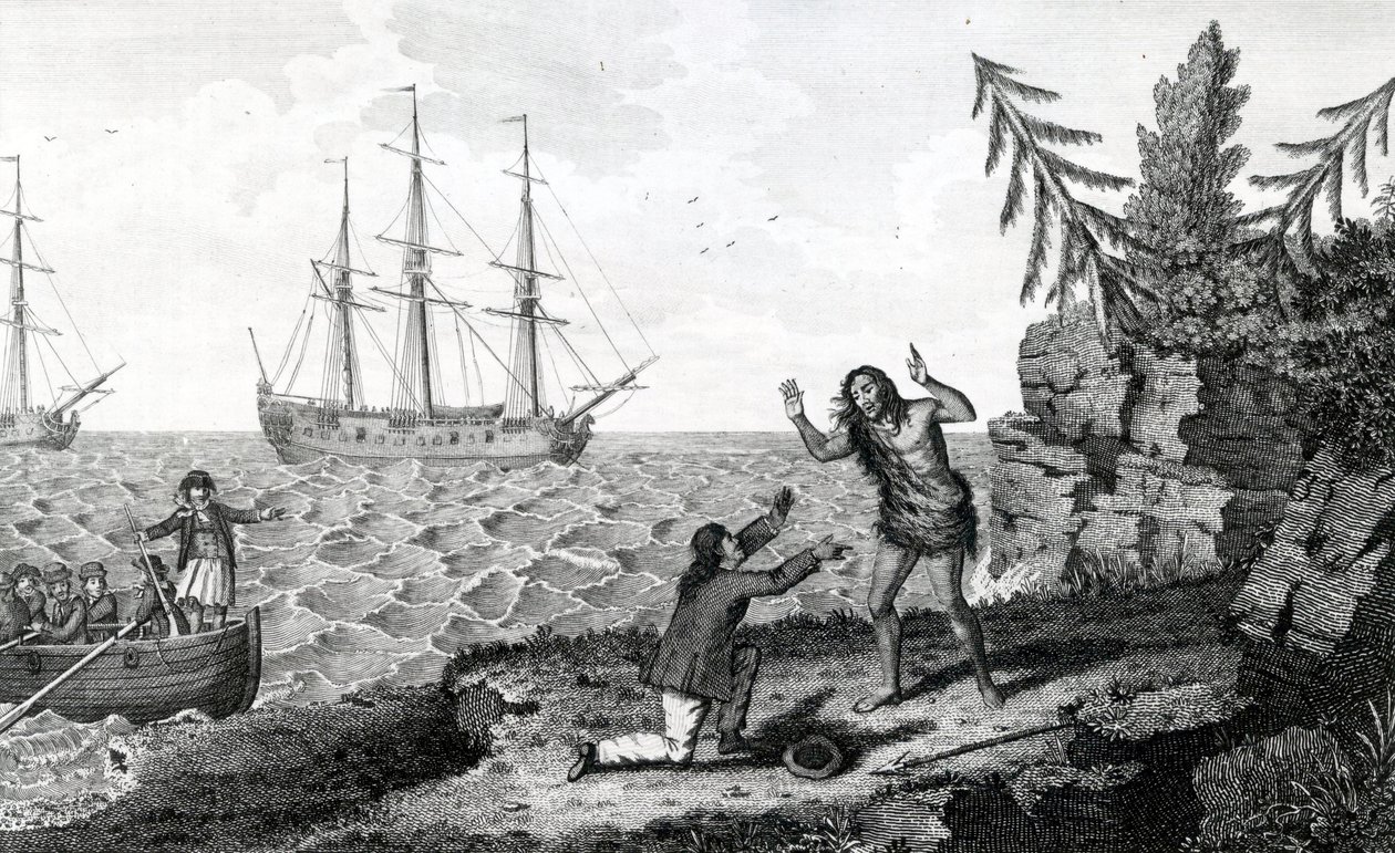 Påvirkende intervju av to Mokito Men, illustrasjon hentet fra Moores Voyages and Travels, 1778 av English School