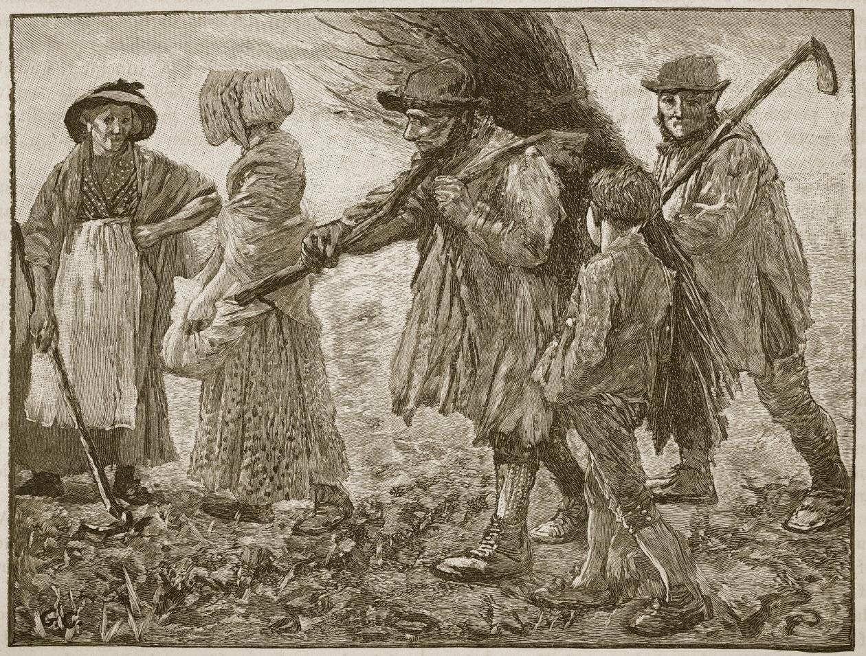 Agricultural Labourers på tidspunktet for det første reformparlamentet, illustrasjon fra Cassells Illustrated History of England (sepia-foto) av English School