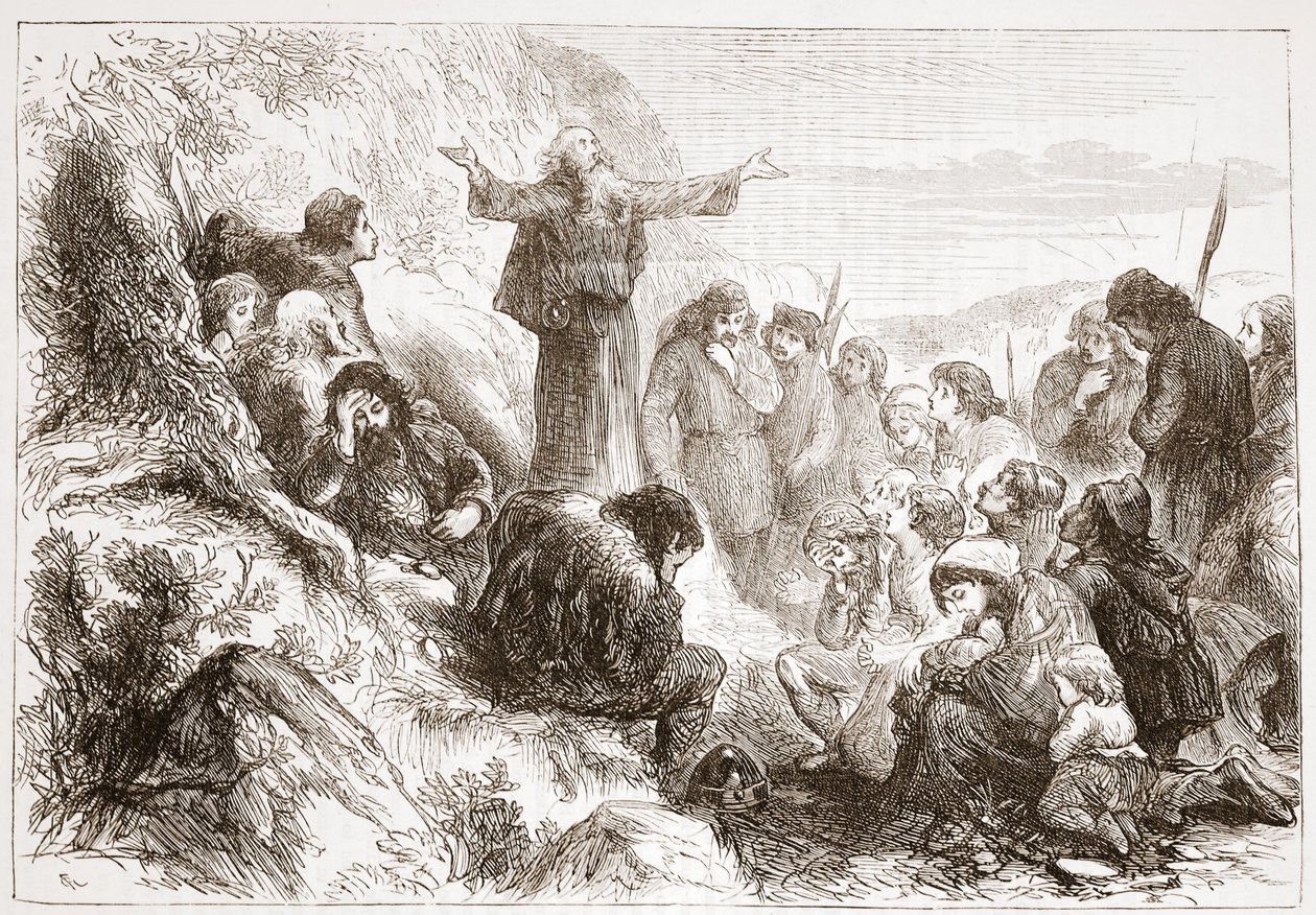 Albigensiske tilbedere på bredden av Rhone, illustrasjon fra The History of Protestantism av James Aitken Wylie (1808-1890), pub. 1878 av English School