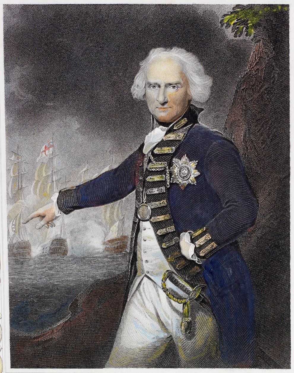 Alexander Hood, Viscount Bridport (farget gravering) av English School