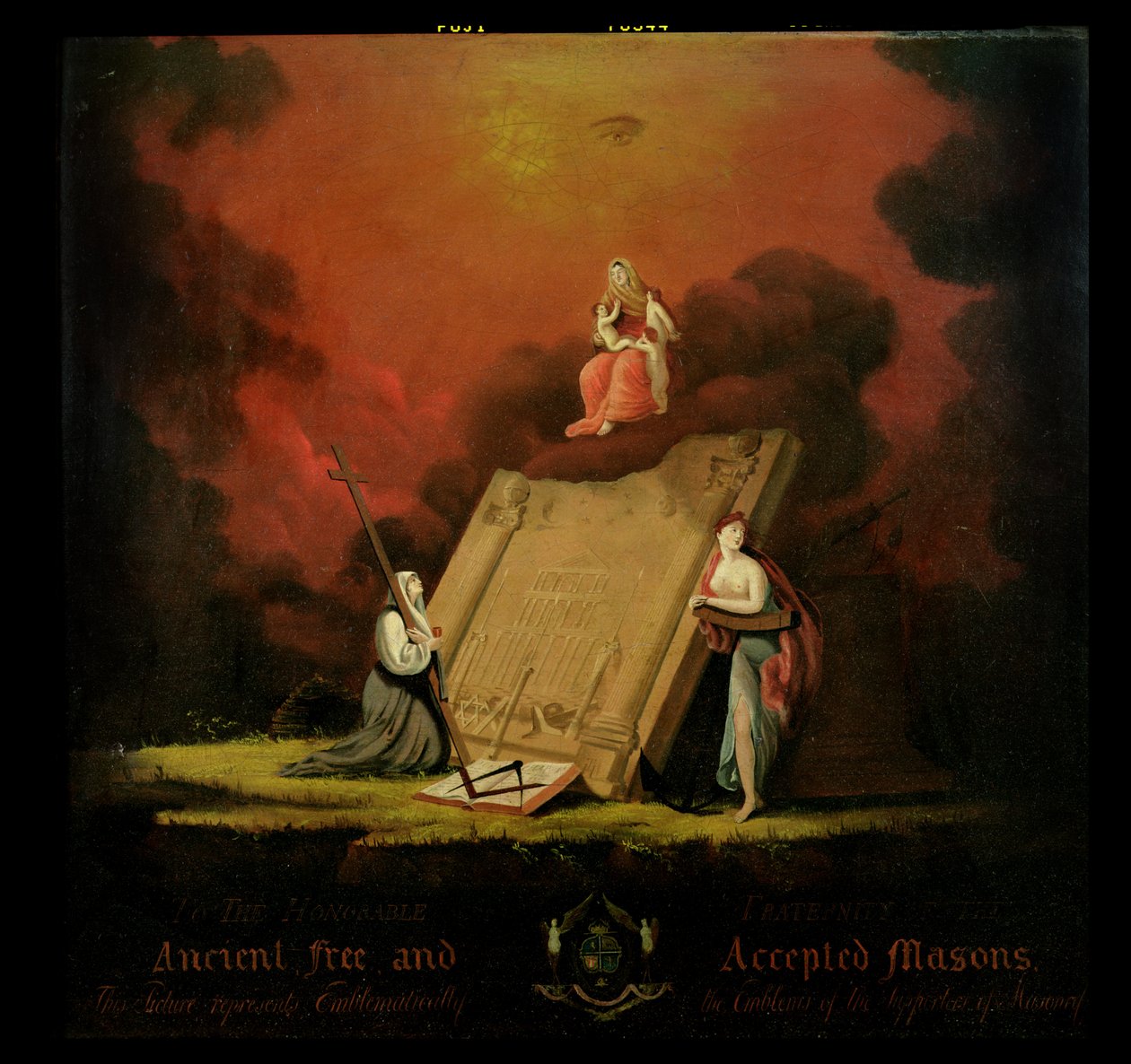 Allegorisk gruppe med frimurersymbolikk, 1810 av English School
