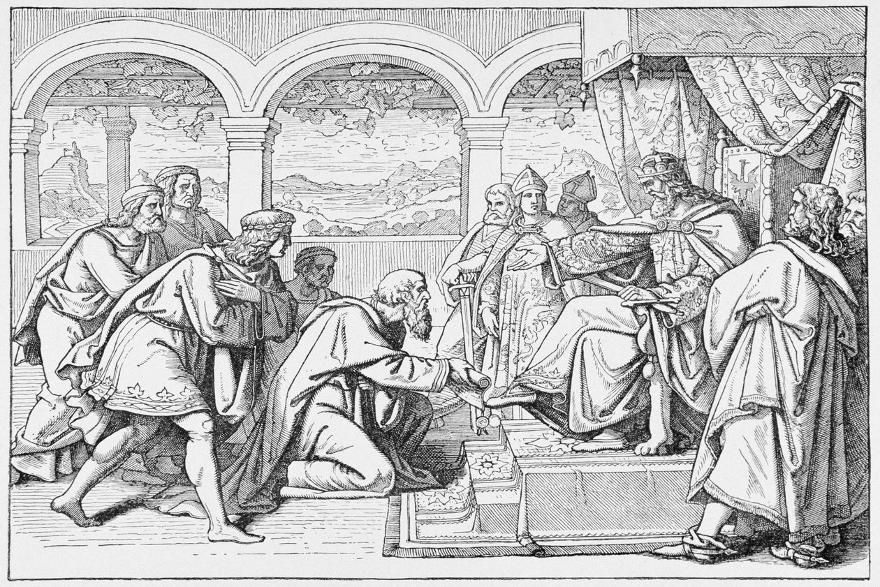 Ambassadors of Haroun al Raschid (ca. 766-809) før Charlemagne (768-814), fra The History of France, av Emile de Bonnechose, utgitt av Ward, Lock and Co, London av English School