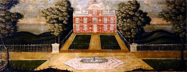 An East Anglian Residence (olje på panel) av English School