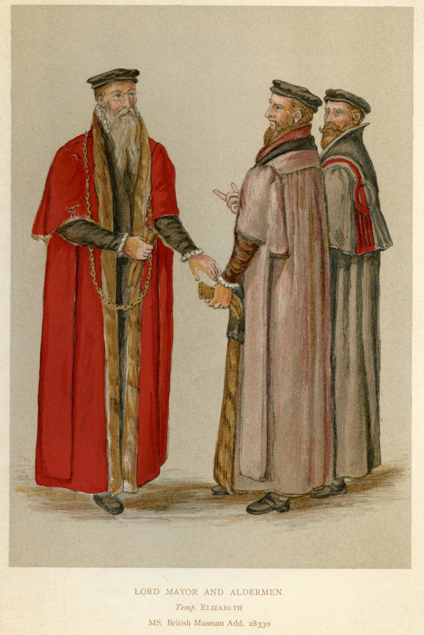 En Elizabethan Lord Mayor and Aldermen, illustrasjon fra 