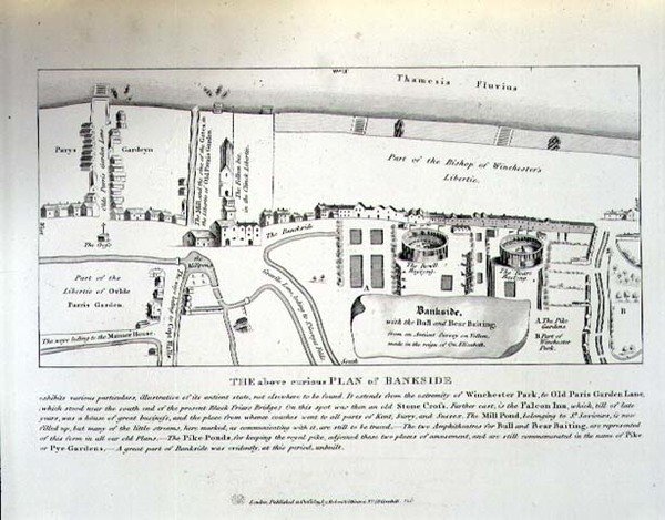 An Elizabethan Plan of Bankside, pub. av Robert Wilkinson av English School