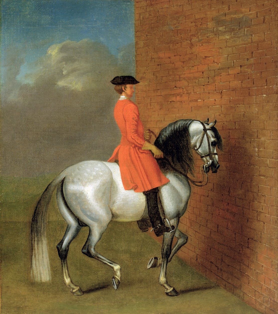 An Exercise in Haute Ecole: The Passage to the Left along a Wall, etter John Venderbank (1694-1739) tidligere tilskrevet James Seymour (1702-52) av English School