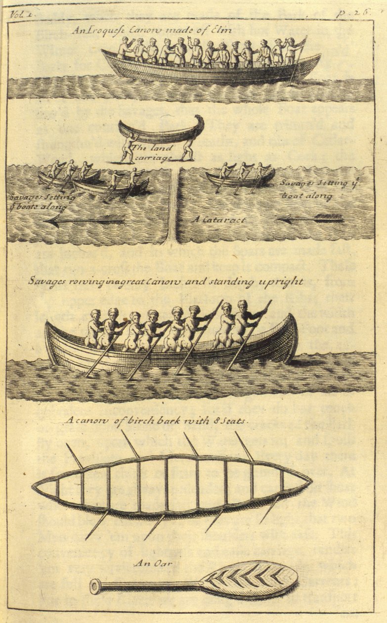 En Iroquese canow, 1703 av English School