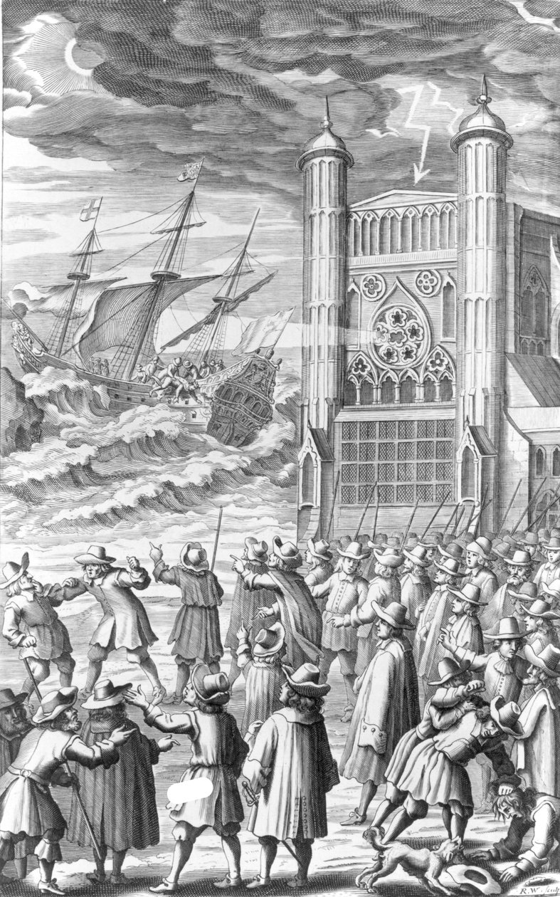 En allegori over hendelsene rundt kong Charles I i 1649, 1600-tallet av English School