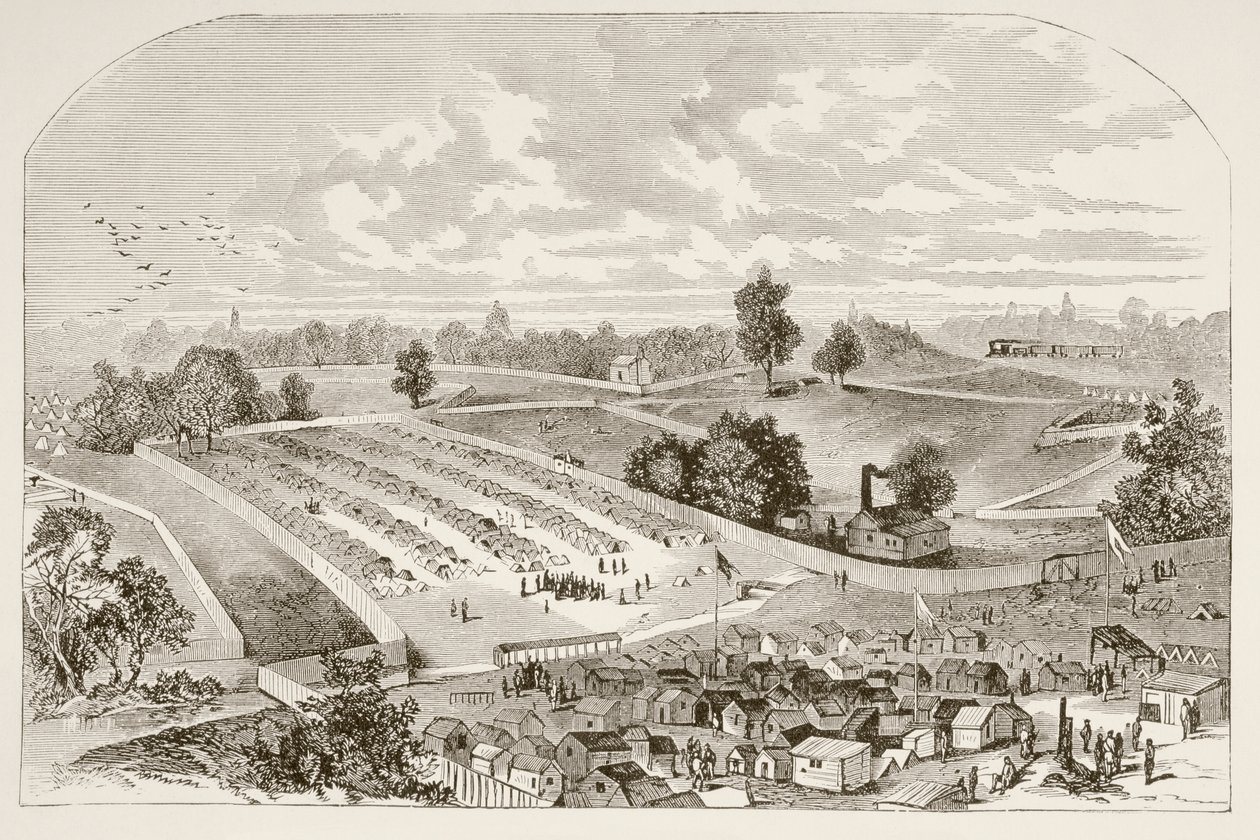 Andersonville fengsel (litho) av English School