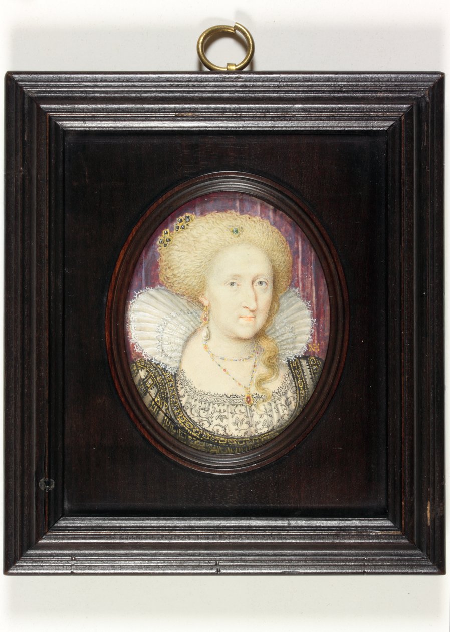 Anne av Danmark (akvarell på vellum) av English School