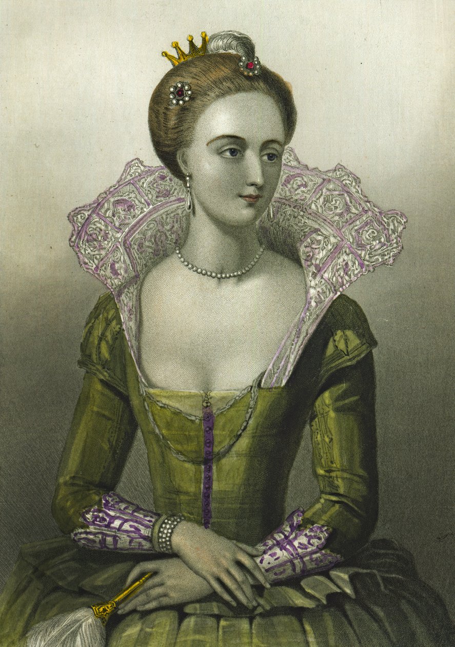 Anne av Danmark, dronningkonsort av James I av Storbritannia, 1856 av English School