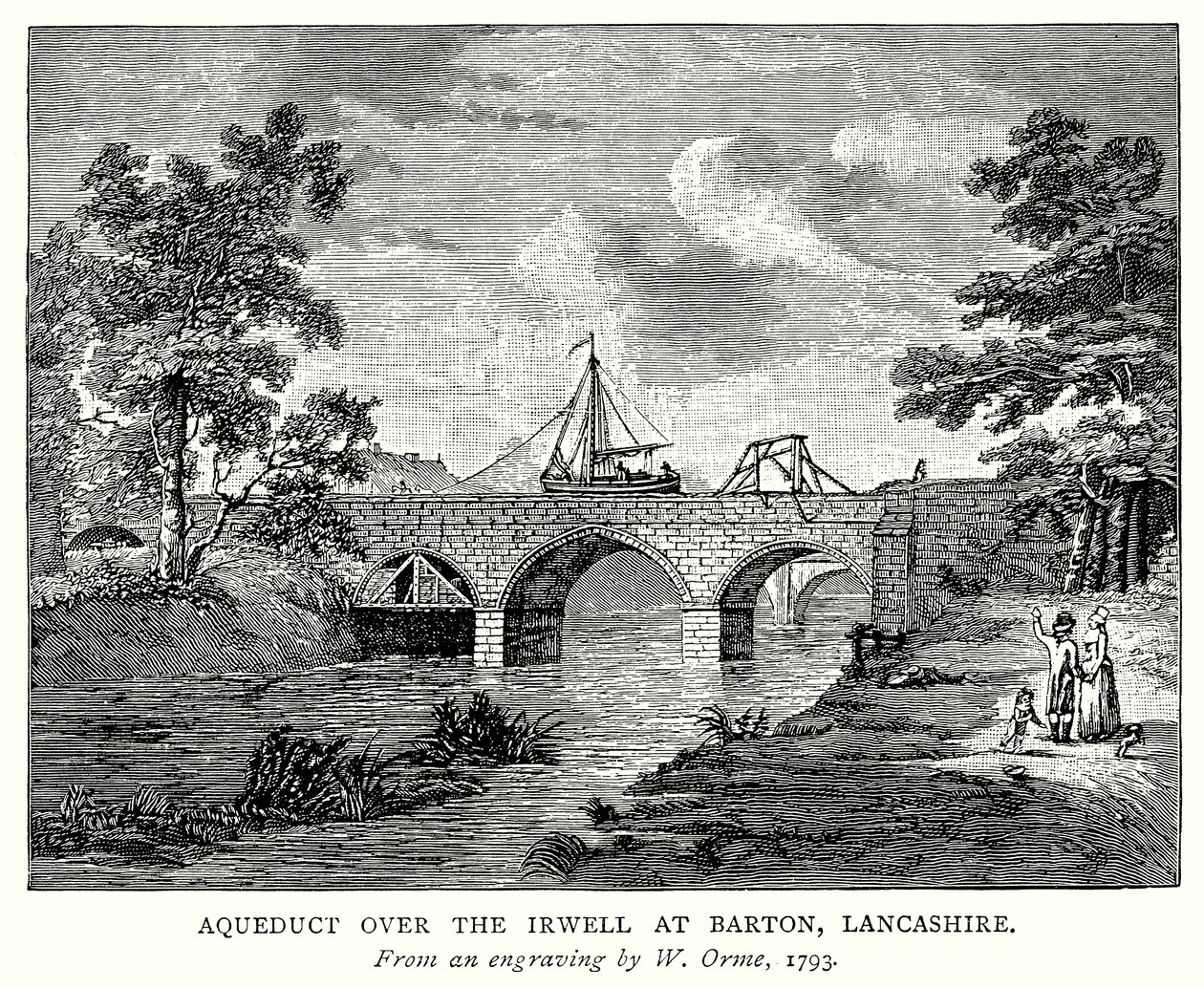 Akvedukt over Irwell i Barton, Lancashire (gravering) av English School